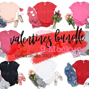 VALENTINES Mock Up BUNDLE| Valentines day Bundle 3001 Mockup | 3001 Mock Up | Bella Canvas Mockup Valentines | 3001 Valentines Mockup
