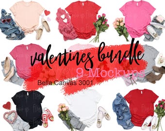 VALENTINES Mock Up BUNDLE| Valentines day Bundle 3001 Mockup | 3001 Mock Up | Bella Canvas Mockup Valentines | 3001 Valentines Mockup