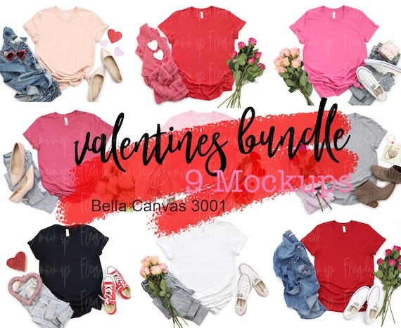 VALENTINES Mock Up BUNDLE| Valentines day Bundle 3001 Mockup | 3001 Mock Up | Bella Canvas Mockup Valentines | 3001 Valentines Mockup