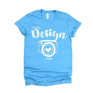 Bella Canvas Mockup | Bella Canvas 3001 Shirt Mock Up | summer t-shirt mockup | Flat Lay Mockup | spring tshirt mockups | 3001 heather Aqua