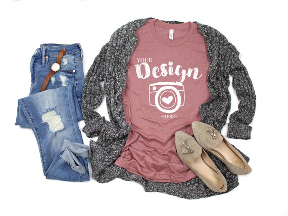 Bella Canvas 3001 Heather Mauve Tshirt Mockups T Shirt Mock Up Etsy