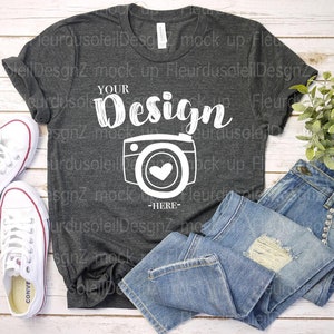 Bella Canvas Mockup | bella canvas 3001 dark grey heather mockup | T-Shirt Mock Up | Mock Up | Flat Lay | Mock Up | bella canvas mockup