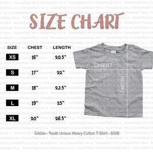 Gildan G500B Size Chart | Gildan 500B | Gildan Youth Heavy Cotton T-Shirt Size Chart | Gildan sizing