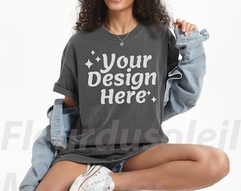 Comfort Colors pepper Mockup C1717 Tshirt Mockup black Model Mockup pepper Shirt Mockup Comfort Colors C1717 pepper Shirt Mockup