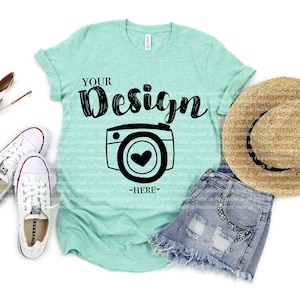bella canvas 3001 Heather Prism Mint | Bella Leinwand Mockup | tshirt mockup weißer Hintergrund bella Canvas Mockup Sommer