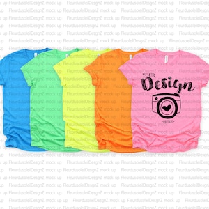 Bella + Canvas 3650 Camiseta unisex Poly / Maqueta Bella Canvas / Maqueta de camiseta de verano / Maqueta de camiseta para mujer Carta de colores de neón