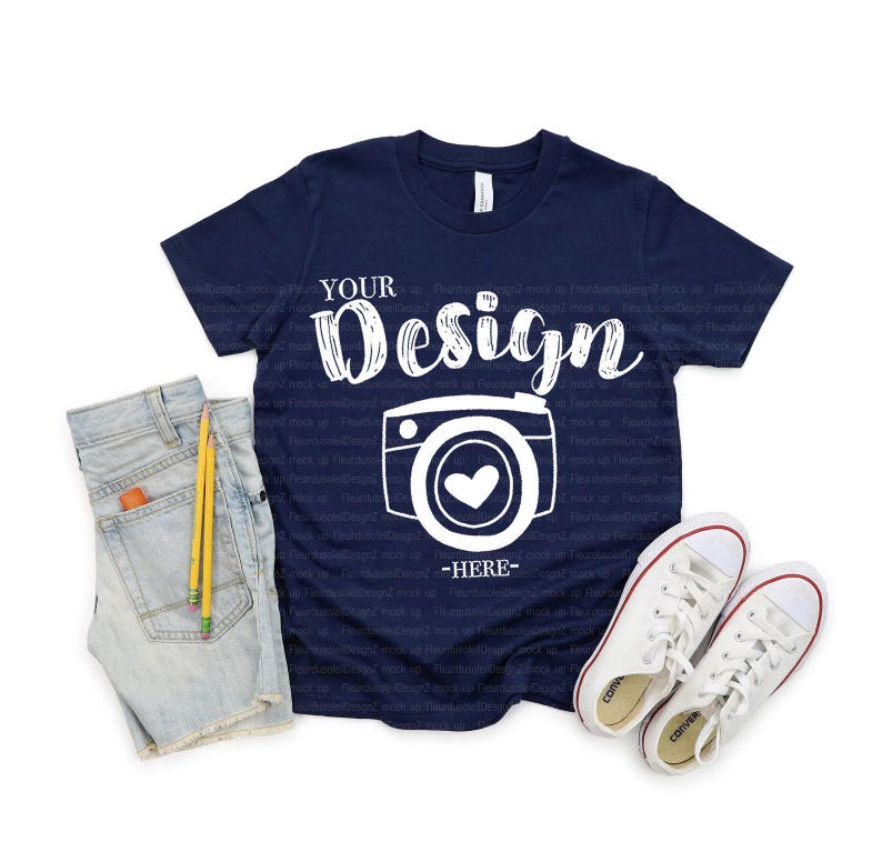 Bella and Canvas 3001Y tshirt Mockup | Youth Shirt Mockup | Blank Shirt Mockup | Summer Mockup | t shirt Mock up | 3001Y White Mockup image 2
