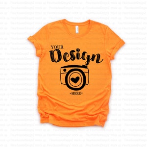 Bella + Canvas 3650 Unisex Poly T-shirt | Bella Canvas Mockup | Summer T-shirt Mockup | Women Tshirt Mockup Neon Orange