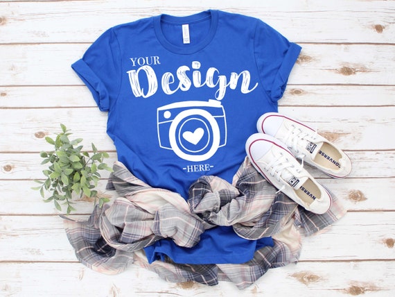 Bella Canvas 3001 Royal Unisex T Shirt Mock Up Mock Ups Flat Etsy