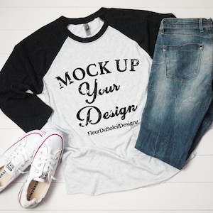 Next Level 6051 Vintage Black Unisex Baseball T-shirt Mockup, T-Shirt Mockup, Mock Up, Shirt Flat Lay Flat Lay Mockup
