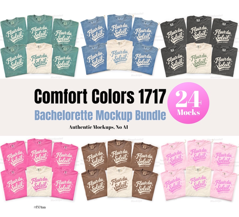 Comfort Colors 1717 Mockup Bundle | Bachelorette Group Shirt Mockup Set | Bridal Party Matching Tees | CC1717 Digital Mockups