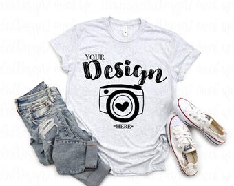 Next Level 6010 Heather White Triblend Unisex T-Shirt Mockup | Shirt Mock Up | Next Level Mockup | Tied T Shirt Mockup