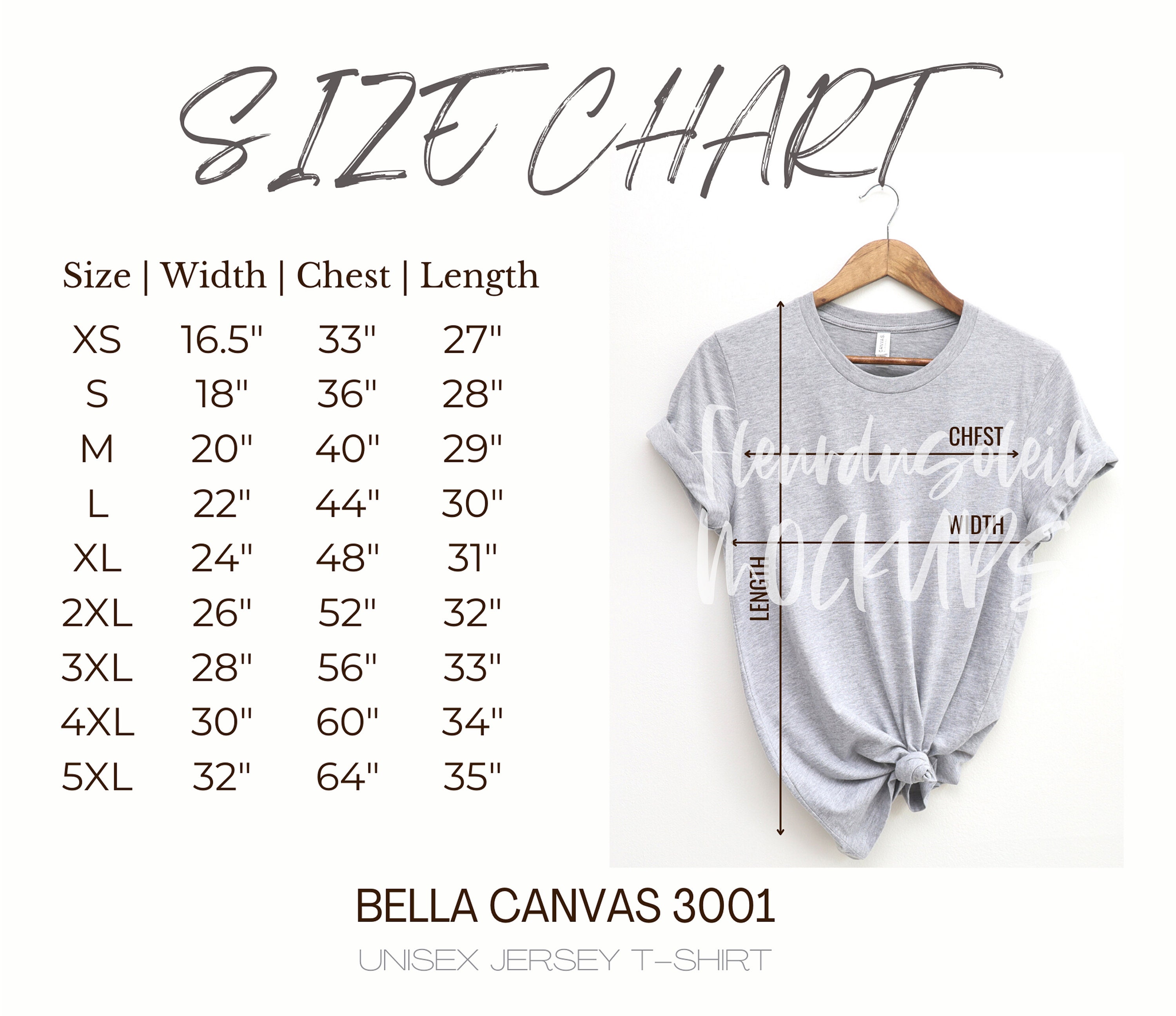 Bella Canvas Size Chart White BC 3001 Size Chart T-Shirt | lupon.gov.ph