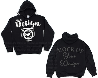 gildan front and back Gildan18500 Hooded Sweatshirt Brand Black hoodie Mockup t-shirt mockup gildan Flat Lay Shirt Mock Up