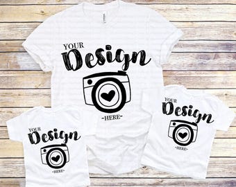 Blank White T-Shirt Bella Canvas 3001/3001t White Mock Up Shirts mommy and me mock up Dad Flat Lay bella canvas mockups Father Son mockup