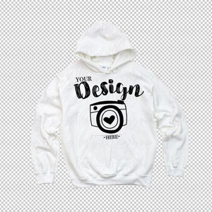 PNG Gildan 18500 Kapuzenpullover Brand weiß Hoodie Mockup Gildan Flat Lay Shirt Mock Up Transparent PNG Sweatshirt Vorlage