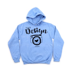 Gildan 18500 Hooded Sweatshirt Brand 18500 Carolina Blue hoodie Mockup t-shirt mockup gildan Flat Lay Shirt Mock Up