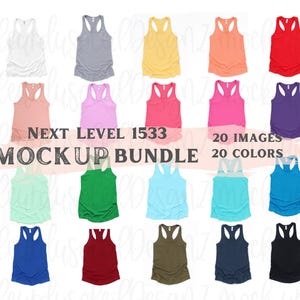 Next Level 1533 Racerback Tank Mockup Bundle | 20 Colors | Women’s Tank Top Mockups | Boho Apparel Mockup | Flat Lay Shirt Mockup