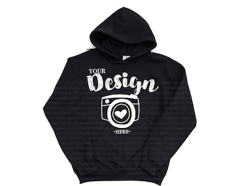 Gildan 18500 Hooded Sweatshirt Brand Black hoodie Mockup t-shirt mockup gildan Flat Lay Shirt Mock Up White Background