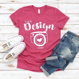 bella canvas 3001 mockup Heather Raspberry T-shirt Mock Up bella canvas 3001 mockup t-shirt pink tshirt mockups bella canvas mockup