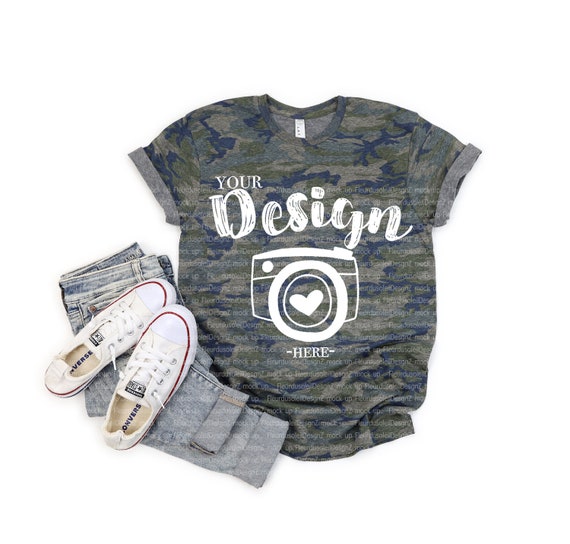 LAT 6901 Vintage Camo Unisex T-shirt Mock up LAT Mock up Tshirt