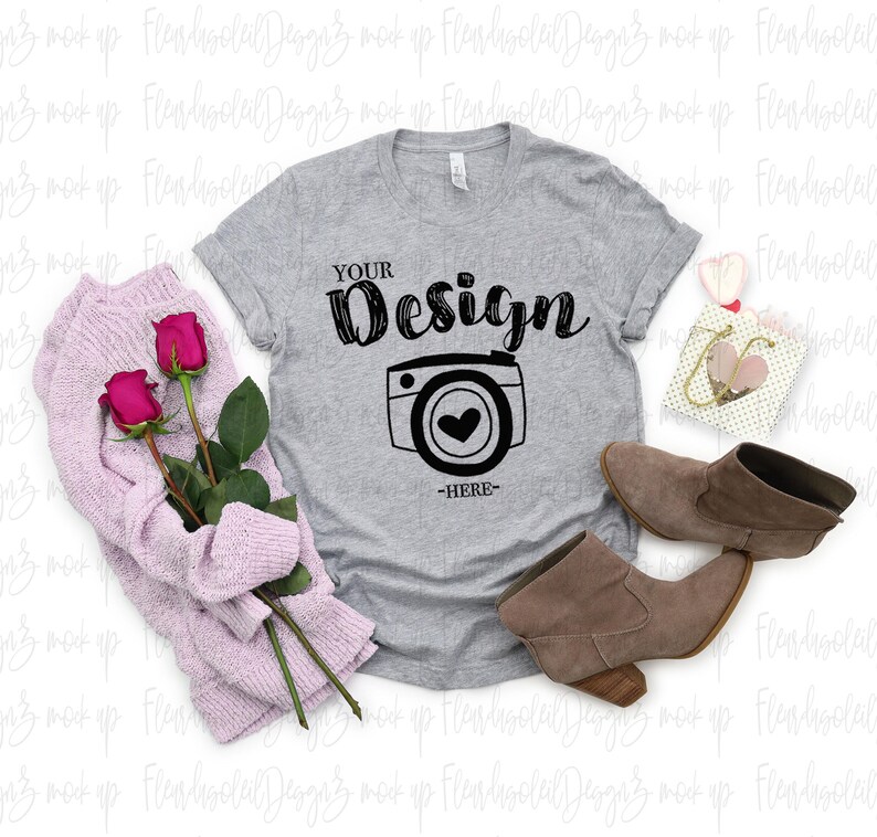 VALENTINES Mock Up BUNDLE| Valentines day Bundle 3001 Mockup | 3001 Mock Up | Bella Canvas Mockup Valentines | 3001 Valentines Mockup image 7