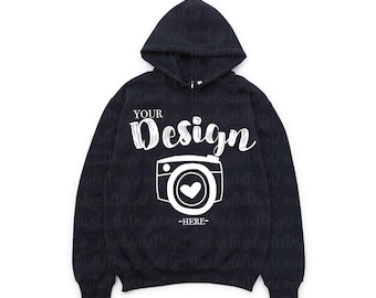 Gildan 18500 svart hoodie-mockup | G185 huvtröja-mockup | Flat lay huvtröja-mockup