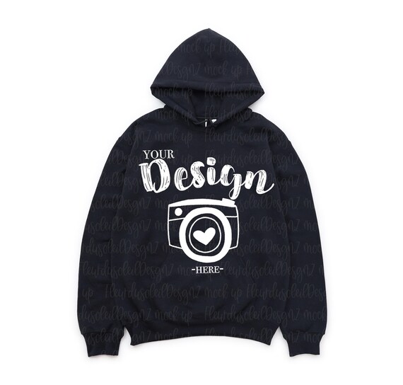 Gildan 18500 Black Hoodie Mockup | G185 Hooded Sweatshirt Mock-up | Flat Lay Hooded Sweatshirt Mock Up