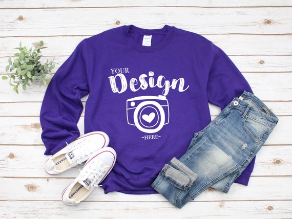 Gildan 18000 Heavy Blend Crewneck Sweatshirt Purple Sweatshirt