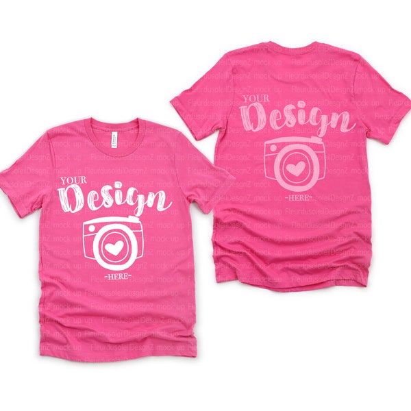 Tshirt Mockup Front and Back Bella Canvas 3001 charity pink bella canvas 3001 Mockup T-shirt Mockup Unisex Tee Mockup