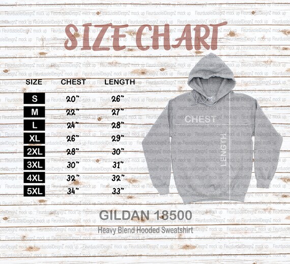 gildan 18500 size chart