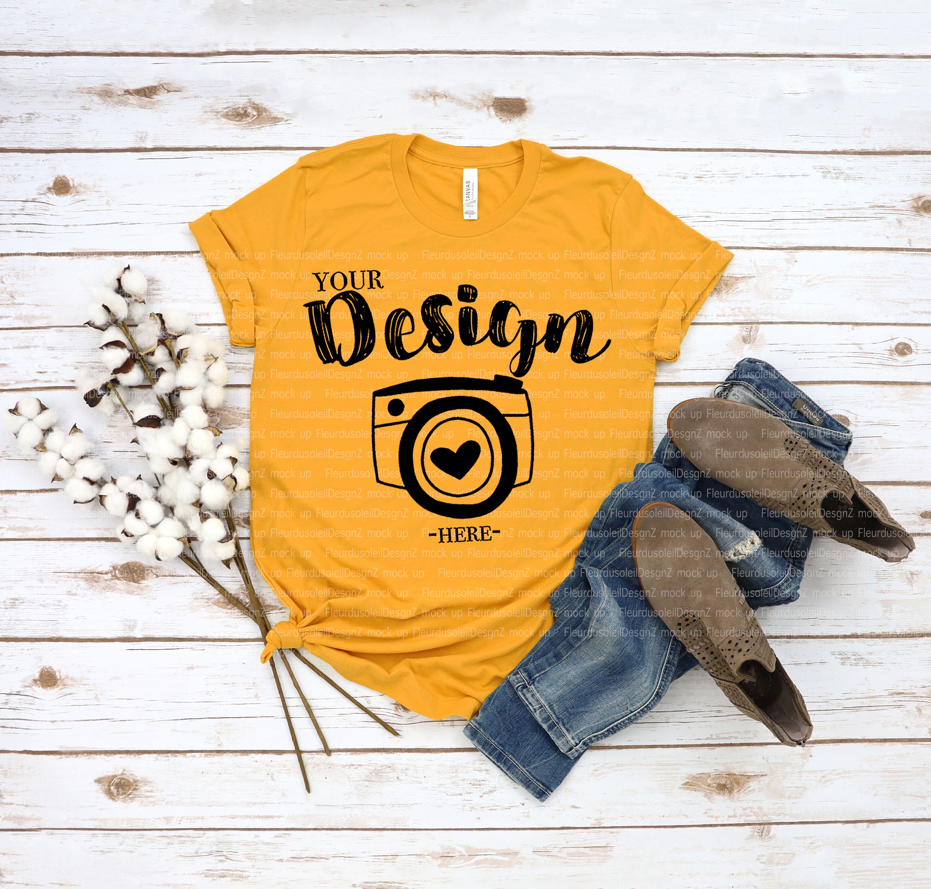 Bella Canvas 3001 Mustard Tshirt Mock Ups Bella Tshirt Etsy