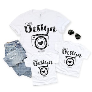 Fathers day Blank White T-Shirt Bella Canvas 3001/3001t White Mock Up Shirts Dad Flat Lay bella canvas mockups Daddy and Me Mockup