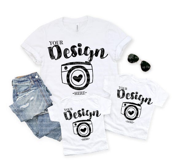 Fathers day Blank White T-Shirt Bella Canvas 3001/3001t White Mock Up Shirts Dad Flat Lay bella canvas mockups Daddy and Me Mockup