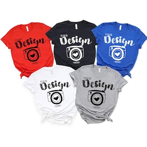 Leeg wit familie T-shirt Bella Canvas 3001 mock-up familie T-shirt mockup bella canvas groepsfoto lente mock-up