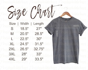 Comfort Colors 1717 Size Chart for Comfort Colors 1717 Garment-Dyed Heavyweight T-Shirt Comfort Colors size chart