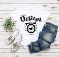Bella Canvas 3001 White Shirt Mockup | White T-Shirt Flat Lay | Real Photo Mockup | Summer Bella Canvas 3001 Tee Mock Up