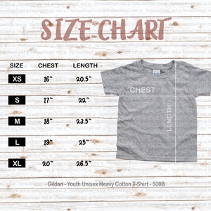 Gildan Heavy Cotton Youth T-Shirt with Sizing Options and Size Chart