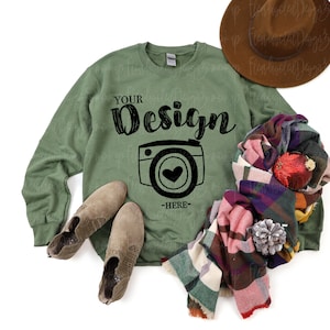 Christmas Mockup | Gildan 18000 Military Green Mockup | Christmas sweatshirt mockup | Gildan sweatshirt mockup | 18000 mockup christmas