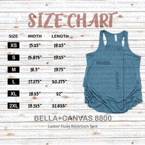 Bella Canvas 8800 Größentabelle Tank Flat Lay | Racerback Tank Größentabelle Mock Up | Bella Canvas Mock up