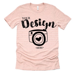 Tshirt mockup 3001 | Bella Canvas Mockup | summer t-shirt mockup | Flat Lay Mockup | 3001 Heather Prism Peach | women shirt template