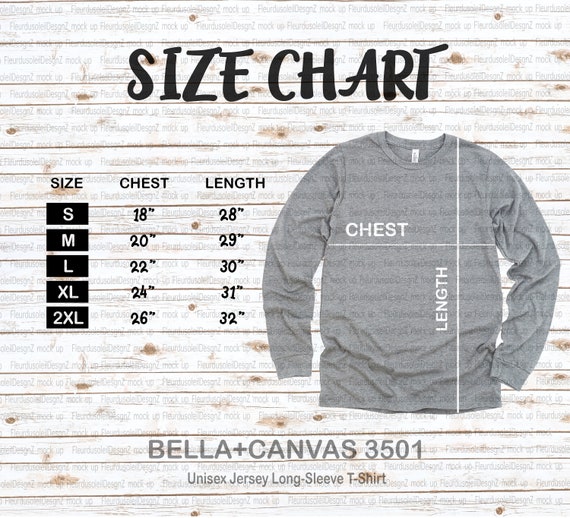 bella canvas 3501 size chart