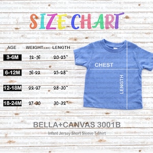 Bella Canvas 3001B Size Chart | Bella Canvas Size Chart | Infant Shirt Size Chart | Baby Short Sleeve Tee