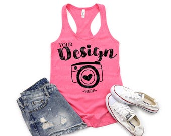 Mockup Next Level 1533 / Mockup 1533 rosa shocking / Mockup SVG estivo / Mockup canotta da donna / Mockup canotta NL1533