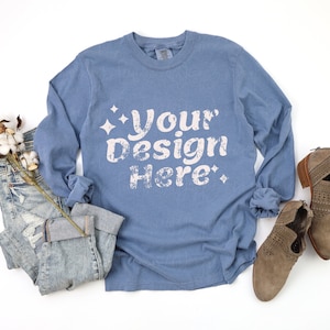 6014 Blue Jean Mockup Mustard 6014 Mockup Comfort Colors 6014 Mockup Comfort Colors Long Sleeve Mockup Blue Jean Long Sleeve Mockup