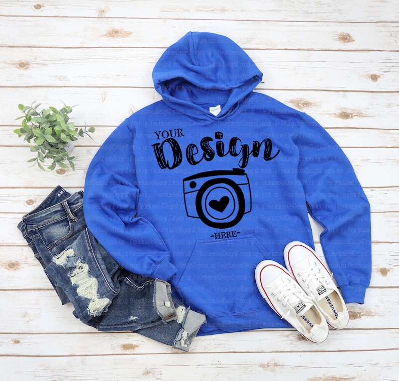 Download Gildan 18500 Hooded Sweatshirt Brand Royal hoodie Mockup ...