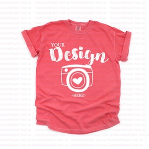Comfort Colors 1717 Watermelon Adult Heavyweight RS T-Shirt mockup Comfort Colors mockup Short Sleeve Shirt flat laymockup