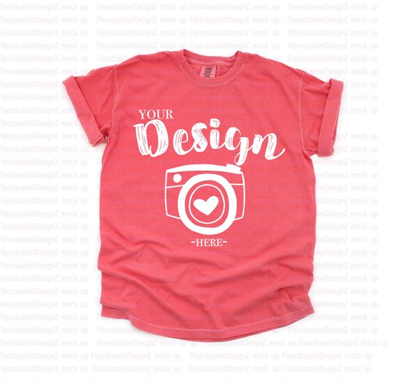Comfort Colors 1717 Watermelon  Adult Heavyweight RS T-Shirt mockup Comfort Colors mockup Short Sleeve Shirt flat laymockup