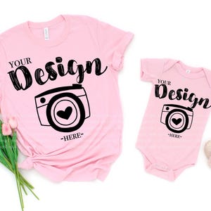 mommy and me mockup pink Bella Canvas 100b Mockup  Bella Canvas Mock Up Family Flat Mommy and Me Mock Up Valentines Day