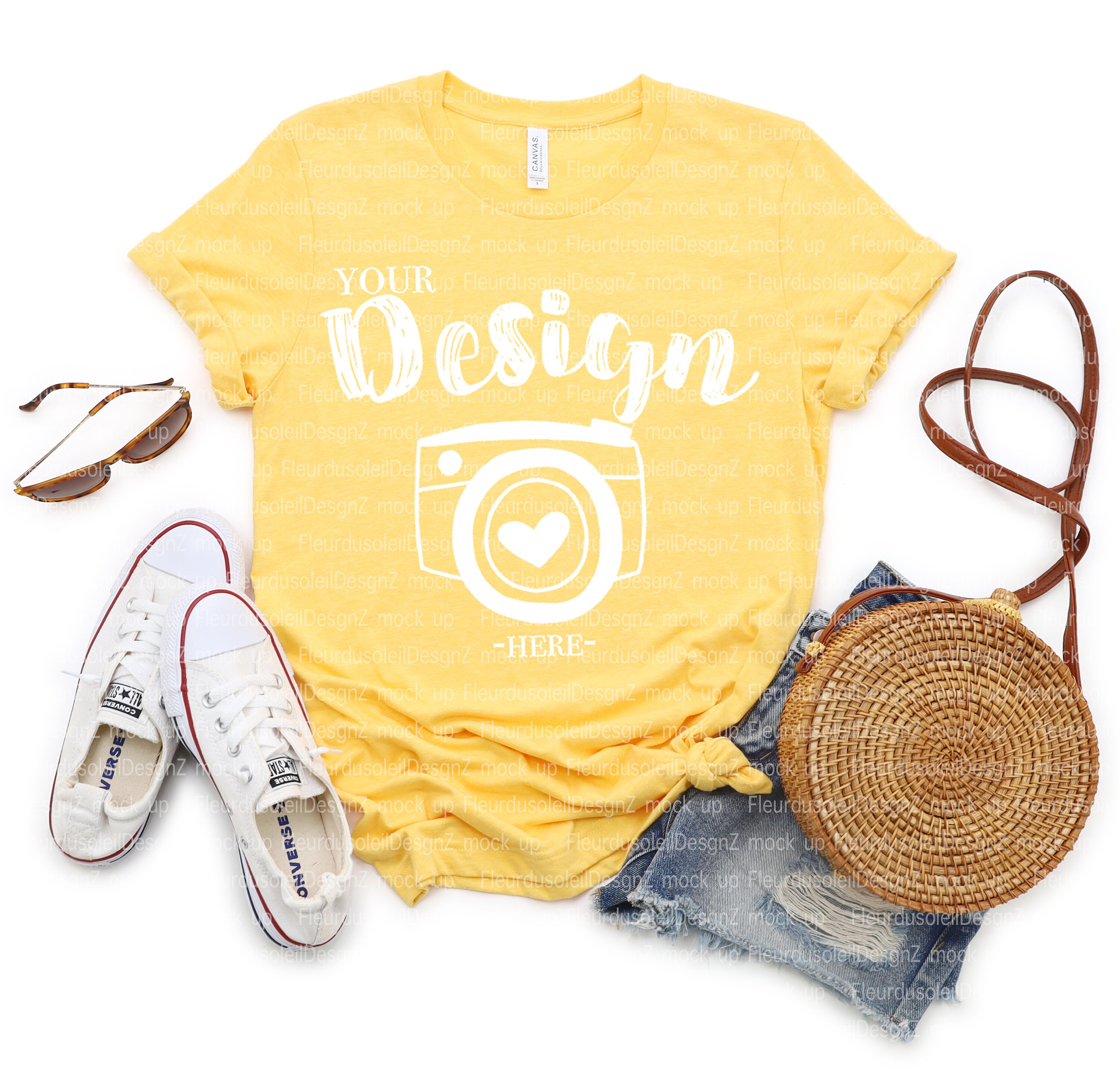 bella canvas heather yellow gold